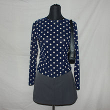Load image into Gallery viewer, Navy blue polka dot mesh top (S)
