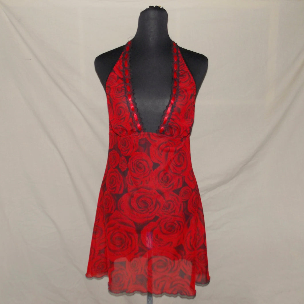 Roses patterned mesh laced lingerie (M)