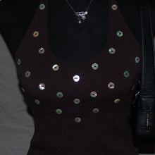 Load image into Gallery viewer, Brown buttoned design halter (S/M)
