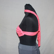 Load image into Gallery viewer, Sequenced coral strapless wrap top (S/M)
