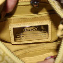 Load image into Gallery viewer, Vintage DKNY monogram lime green buckle baguette shoulder bag
