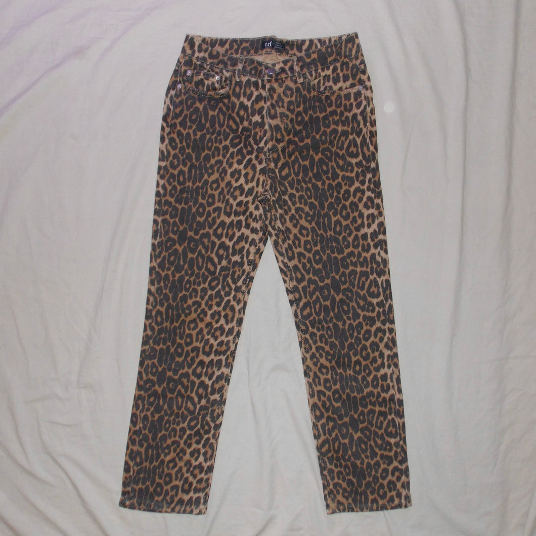 trf Zara leopard print denim pants (W28)
