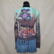 Load image into Gallery viewer, Rare Vintage Cop Copine graphic graffiti mesh top (S)
