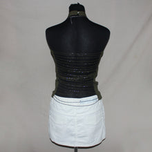 Load image into Gallery viewer, Military green halter w/ bedazzled back pattern (S)

