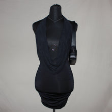 Load image into Gallery viewer, Oh Polly black ruched cowl neck midi dress (XS)
