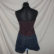Load image into Gallery viewer, Polka dot black mesh ruched halter (S)
