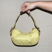Load image into Gallery viewer, Vintage DKNY monogram lime green buckle baguette shoulder bag
