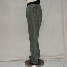 Load image into Gallery viewer, Olive green flared denim jeans (W28)
