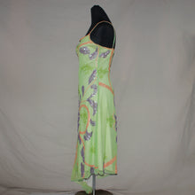 Load image into Gallery viewer, Green asymmetrical fairycore sequenced patterned midi dress (S)
