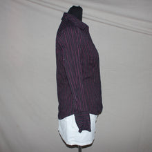 Load image into Gallery viewer, Burgundy pinstripe button-up top (S)

