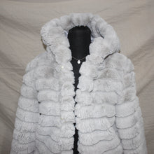 Load image into Gallery viewer, Off white colored fur hooded jacket (M)
