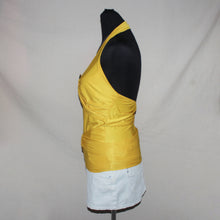 Load image into Gallery viewer, Mustard yellow Y2K asymmetrical halter top (S)

