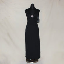 Load image into Gallery viewer, Black v-cut bedazzled maxi dress (M)
