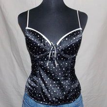 Load image into Gallery viewer, Black polka dot pattern corset top (S)
