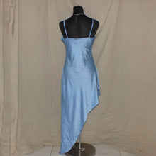 Load image into Gallery viewer, Luck &amp; Trouble satin type blue asymmetrical midi dress (M)
