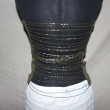 Load image into Gallery viewer, Military green halter w/ bedazzled back pattern (S)
