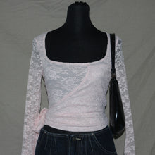 Load image into Gallery viewer, Princess Polly laced baby pink wrap long sleeves top (S)
