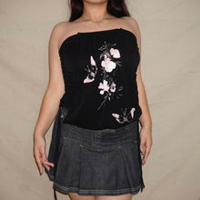 Load image into Gallery viewer, Black floral tube flowy top (S)
