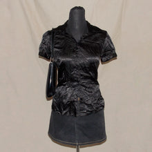 Load image into Gallery viewer, Black satin type button up (S)
