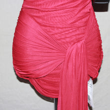 Load image into Gallery viewer, Dark red mesh ruched midi dress (S)
