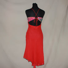 Load image into Gallery viewer, Rexevsly red asymmetrical beaded bodice midi dress (S)
