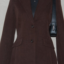 Load image into Gallery viewer, MNG brown buttoned blazer midi dress (S)
