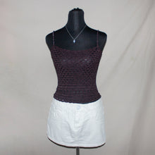 Load image into Gallery viewer, Purple crochet mesh camisole top (S)
