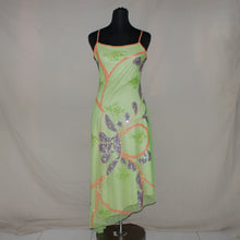 Load image into Gallery viewer, Green asymmetrical fairycore sequenced patterned midi dress (S)
