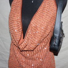Load image into Gallery viewer, Brown sequence cowl halter midi dress (M)
