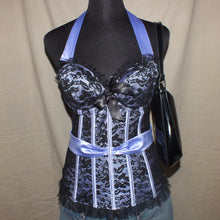 Load image into Gallery viewer, Ann Summers laced purple floral corset (M)
