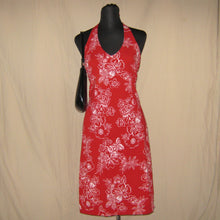 Load image into Gallery viewer, Red floral halter dress (S)

