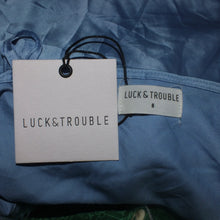 Load image into Gallery viewer, Luck &amp; Trouble satin type blue asymmetrical midi dress (M)
