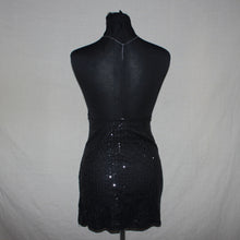 Load image into Gallery viewer, Sequenced black halter midi dress (M)
