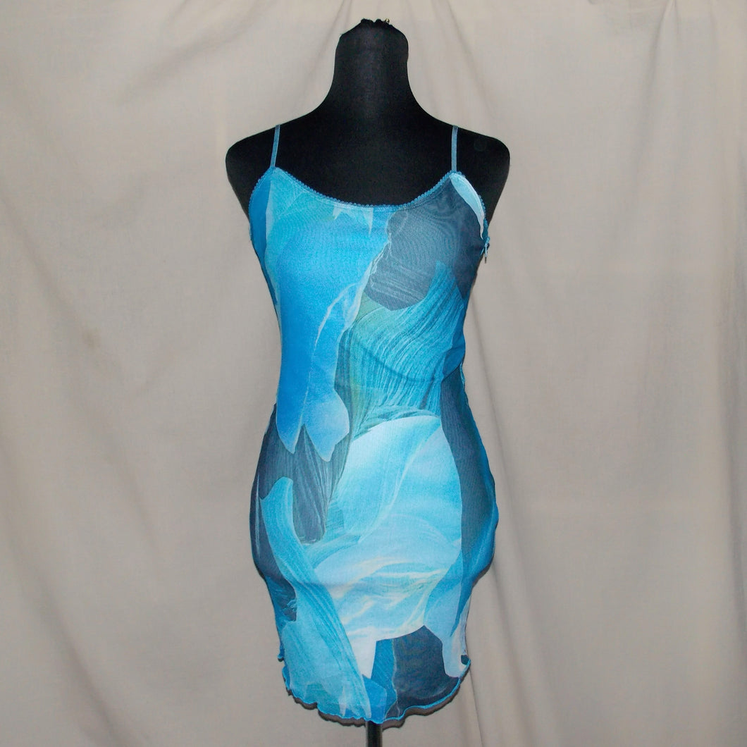 Princess Polly floral blue dress ((S)