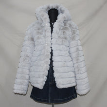 Load image into Gallery viewer, Off white colored fur hooded jacket (M)
