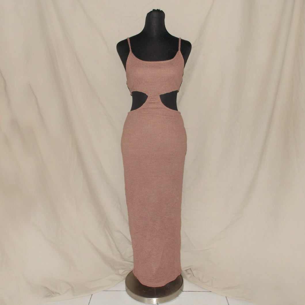 Knitted brown cut-up midi dress (S)