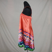 Load image into Gallery viewer, Orange asymmetrical patterned tube midi dress (S)
