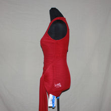 Load image into Gallery viewer, Dark red mesh ruched midi dress (S)
