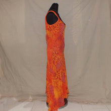 Load image into Gallery viewer, Peruna floral boho orange asymmetrical midi dress (M)
