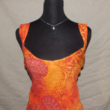 Load image into Gallery viewer, Peruna floral boho orange asymmetrical midi dress (M)
