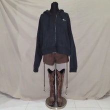 Load image into Gallery viewer, Nike black cropped zipped up hoodie (M)
