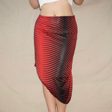 Load image into Gallery viewer, Patterned glittered ombre effect midi skirt with ruched details (S)
