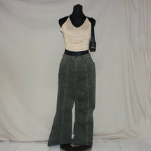 Load image into Gallery viewer, Olive green flared denim jeans (W28)
