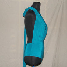 Load image into Gallery viewer, Teal blue halter tie-up overalls (XS)
