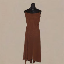 Load image into Gallery viewer, Brown velvet type cowl neck long dress (M)
