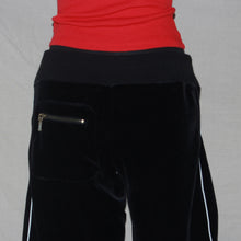 Load image into Gallery viewer, Black velvet "3" wide leg joggers (S)
