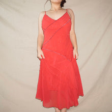 Load image into Gallery viewer, Paco beaded red midi dress (L)
