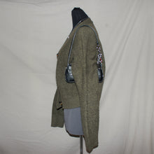 Load image into Gallery viewer, Olive green velvet type cardigan (M)
