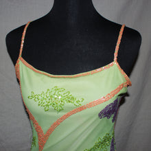 Load image into Gallery viewer, Green asymmetrical fairycore sequenced patterned midi dress (S)
