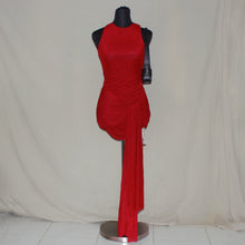 Load image into Gallery viewer, Dark red mesh ruched midi dress (S)
